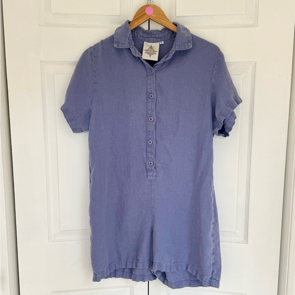 Jungmaven Luxe Stillwater Short Hemp Romper in Lilac